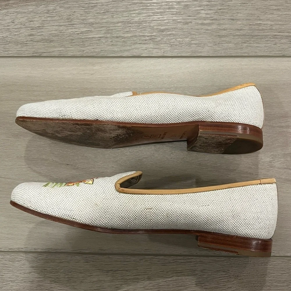Stubbs & Wootton Embroidered Floral Loafers Slip On Shoes Women's 8.5